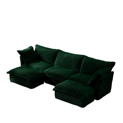 Evelyn U-Shaped Sectional Sofa with 2 Ottomans by Everly Quinn