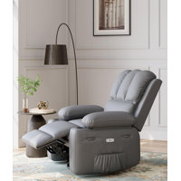 Leather Recliner Chair with 2 Cup Holders and Side Pocket by Ebern Designs