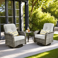 Jordanlee Rocking Swivel Patio Chair With Cushions With Side Table by Winston Porter
