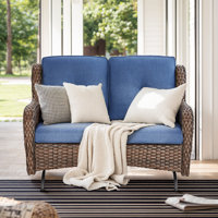 Wendye 2 Seat Stylish Patio Loveseat Glider Sofa With Water-Resistant Olefin Cushions by Winston Porter
