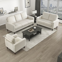 Yancheva Modern & Contemporary Cozy Corduroy Upholstery 3-Piece Living Room Set with Durable Solid Wood & Plywood Frame & Stylish Exposed Faux Wood Le by Ebern Designs