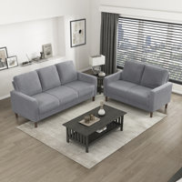 Yancheva Modern & Contemporary Cozy Corduroy Upholstery 2-Piece Living Room Set with Durable Solid Wood & Plywood Frame & Stylish Exposed Faux Wood Le