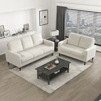 Yancheva Modern & Contemporary Cozy Corduroy Upholstery 2-Piece Living Room Set with Durable Solid Wood & Plywood Frame & Stylish Exposed Faux Wood Le by Ebern Designs