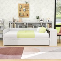 Daybed with Twin Trundle, Shelves, Desk and Slats by Lark Manor