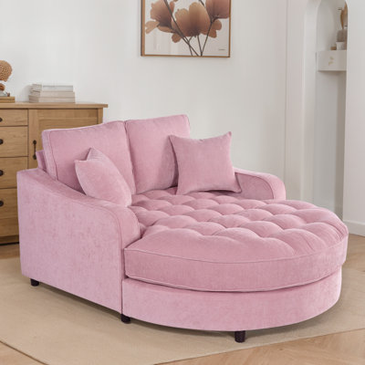 Large Round Upholstered Chaise Lounge,Modern Sleeper Chair by Latitude Run