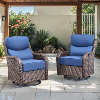 Deb 2-Pieces Outdoor Wicker Swivel Rocker Chairs with 6" Thick Cushions for Patio by Red Barrel Studio