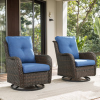 Wendye Wicker Swivel Glider Chair & Side Table Set With Water-Resistant Olefin Cushions by Winston Porter