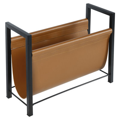 Freestanding Modern Caramel Leatherette Magazine Rack by Latitude Run