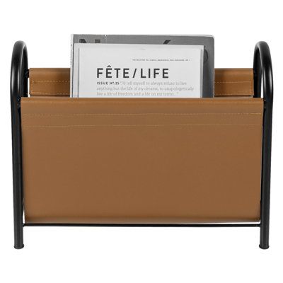 Standing Metal Caramel Leatherette Magazine Rack by Ebern Designs