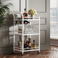 Bar Cart, Home Bar Serving Cart with 3-Tier Mirrored Shelf by Lark Manor