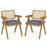 Set Rattan Accent Chairs Dining Chairs Modern Living Room Chairs by Bay Isle Home