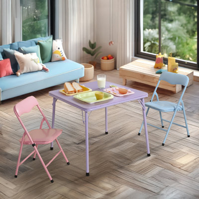 Aura Indigo Folding Table and Chair Set for Kids with Durable Metal Frame and Easy-Clean Plastic for Daycare Classrooms and Playrooms by Latitude Run