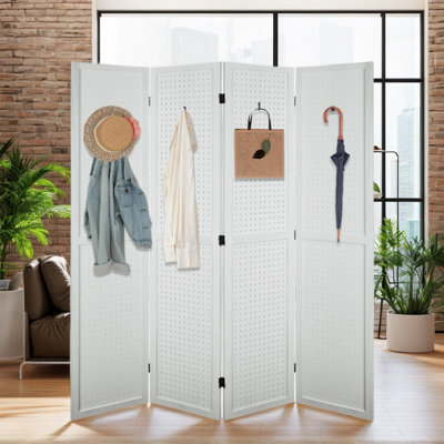 Wood Room Divider Pegboard Display Folding Privacy Screen by Gracie Oaks