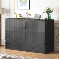 Murphy Bed Cube Cabinet With Foldable Mattress, Queen Size Murphy Chest Bed With Usb Charging Station, Murphy Cube Queen Cabinet Bed With Large Storag