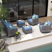 GRST Rattan Sofa Seating Group with Cushions by Latitude Run