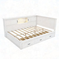 L-Shaped Bed Frame with Drawer and and Bookcase by Ivy Bronx