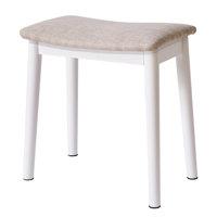 Saddle Cushion Vanity Stool Chair, Foot Rest Stool With Solid Wood Legs, Modern Vanity Bench Ottoman For Piano, Upholstered Seat, Legs&Light Linen by Corrigan Studio