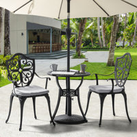 Outdoor Bistro Set With 2.17" Umbrella Hole And Cushions