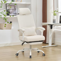 Ergonomic Office Chair with Footrest, Ergonomic Desk Chair with soft pillow, High Back Computer Chair with Adjustable Headrest, White Comfortable Memo by Inbox Zero