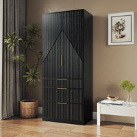 2 Doors Armoire Wardrobe With Three Large Drawers And Hidden Storage by Ebern Designs