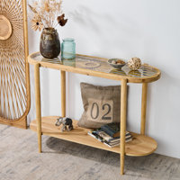 Cordoves Console Table with Rattan Glass Top by Loon Peak