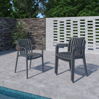 Gerard 4pc Outdoor Patio Resin Stackable Dining Chairs by Hokku Designs