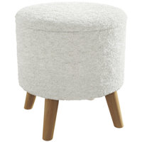 Round Storage Ottoman, Linen Fabric Foot Stool with Removable Top, Padded Seat, Small Foot Rest with Hidden Space and Wooden Legs for Living Room by George Oliver