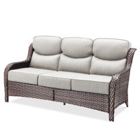 Deb 71" Outdoor Wicker Rattan Patio Sofa With 6" Thick Cushions by Red Barrel Studio