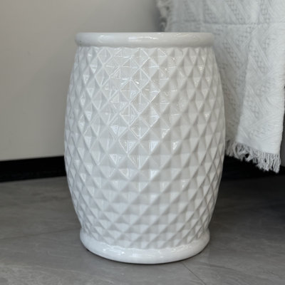 17.25"H Ceramic Garden Stool Outdoor & Indoor Accent Stool Side Table Modern Garden Stool by George Oliver