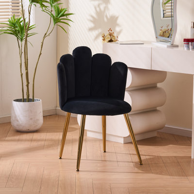 Velvet Vanity Chair with Back Vanity Stool with Gold Legs by Mercer41