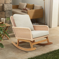 Outdoor Patio Rattan Rocking Chair With Cushions by Bay Isle Home