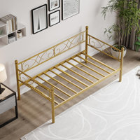 Twin Size Metal Daybed Frame with Heavy Duty Metal Slats, Modern Day Bed by House of Hampton