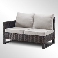 Ingvald 48.42" Wide Outdoor Wicker/Rattan U-Shaped Patio Sectional With Cushions by Latitude Run