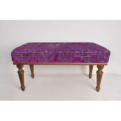 Purple Bench, Mudroom Bench, Vanity Bench,Ottoman Bench, Upholstered Bench, Turkish Rug Bench, Kilim Bench, Home Decor Bench, Handmade Bench by Dakota Fields