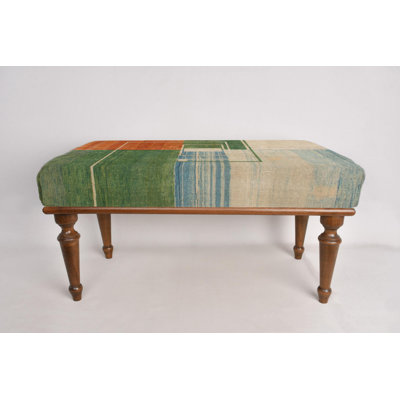 Green Bench, Orange Bench, Geometric Design Bench, Sitting Bench, Desk Bench,Porch Bench,Home Decor Bench, Handmade Bench, Bench For Bedroom by Dakota Fields