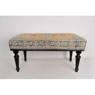 Orange Bench, Ottoman Bench, Handmade Bench, Upholstered Bench, Turkish Rug Bench, Kilim Bench, Home Decor Bench, Handmade Bench by Dakota Fields
