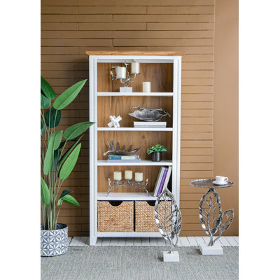 Wood Bookcase With Two Storage Bins 35.5x12x71"