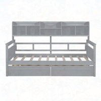 Daybed, Wood Slat Support, with Bedside Shelf and Two Drawers by Red Barrel Studio