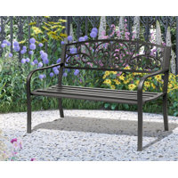 Outdoor terrace garden metal bench furniture Iron wrought double park sofa chair European style garden chair by Darby Home Co