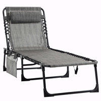 Reclining Chaise Lounge Chair, Portable Sun Lounger, Folding Camping Cot, with Adjustable Backrest and Removable Pillow by Ebern Designs