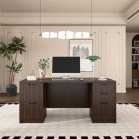 Executive Desk With Two File Cabinets by Inbox Zero