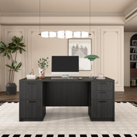 Executive Desk With Two File Cabinets by Inbox Zero