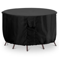 Patio Round Table and Chair Set Cover, Heavy-duty Outdoor Furniture Cover, Patio Furniture Set Cover, Black by Latitude Run