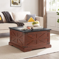 Farmhouse Coffee Table & End Table Barn design Center Table Rustic Cocktail Table with Hinged Lift Top and End Table by August Grove