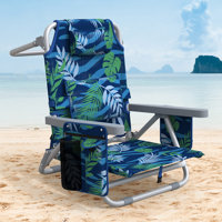 Backpack Beach Chair Reclining, Portable Folding Beach Chairs with 5 Adjustable Positions, Built-in Cooler & Backpack Straps by Arlmont & Co.