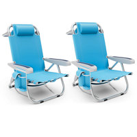 2 Pcs Folding Beach Chair Adult Lightweight Aluminum Camping Chair Withstorage Bag by Arlmont & Co.