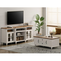 TV Stand And Coffee Table Set For Living Room, White by One Allium Way