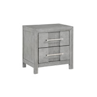 Modern Style 2 Drawers Night Stand With Silver Coated Metal Handles Made With Wood In Gray Color