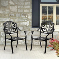 Black Aluminum Outdoor Stackable Dining Armchair (Set Of 2) by Red Barrel Studio