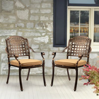 Bronze Aluminum Outdoor Stackable Dining Armchair With Cushion(Set Of 2) by Astoria Grand